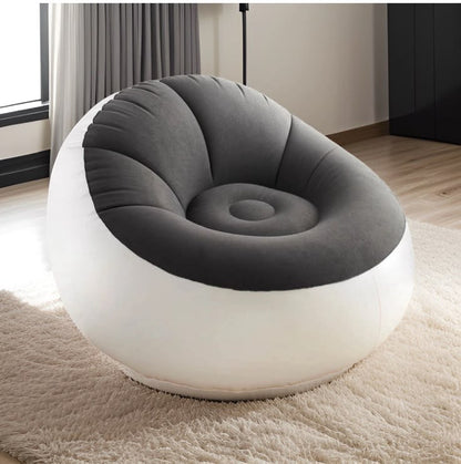 Luxury Inflatable Lounger Chair | Ultra-Soft Flocked Accent Armchair for Living Room, Bedroom & Camping | Portable Blow-Up Sphere Pod Chair