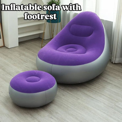 Luxury Inflatable Lounger Chair | Ultra-Soft Flocked Accent Armchair for Living Room, Bedroom & Camping | Portable Blow-Up Sphere Pod Chair